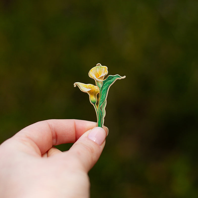 peace lily pin Calla Lily Yellow Floral Enamel Pin | The Gray Muse