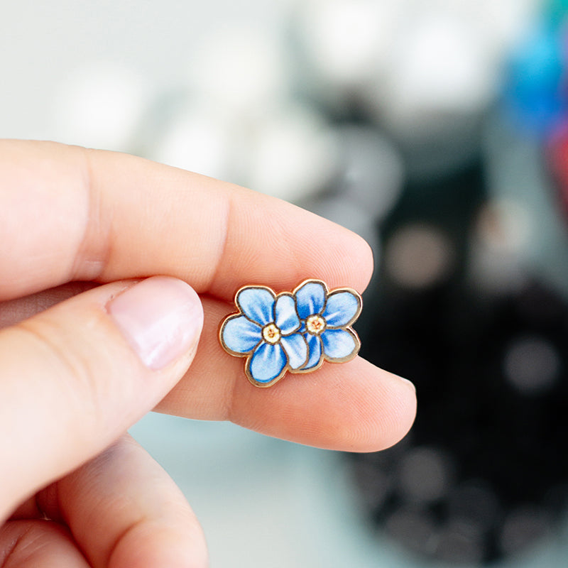 thumbnail image 2 of Blue Forget Me Not Petals Brooch – Enamel Floral Pin, Girl's Accessory, New With Tags 2 of 3