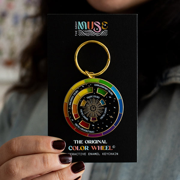 Color Wheel Interactive Spinner Enamel Keychain | The Gray Muse