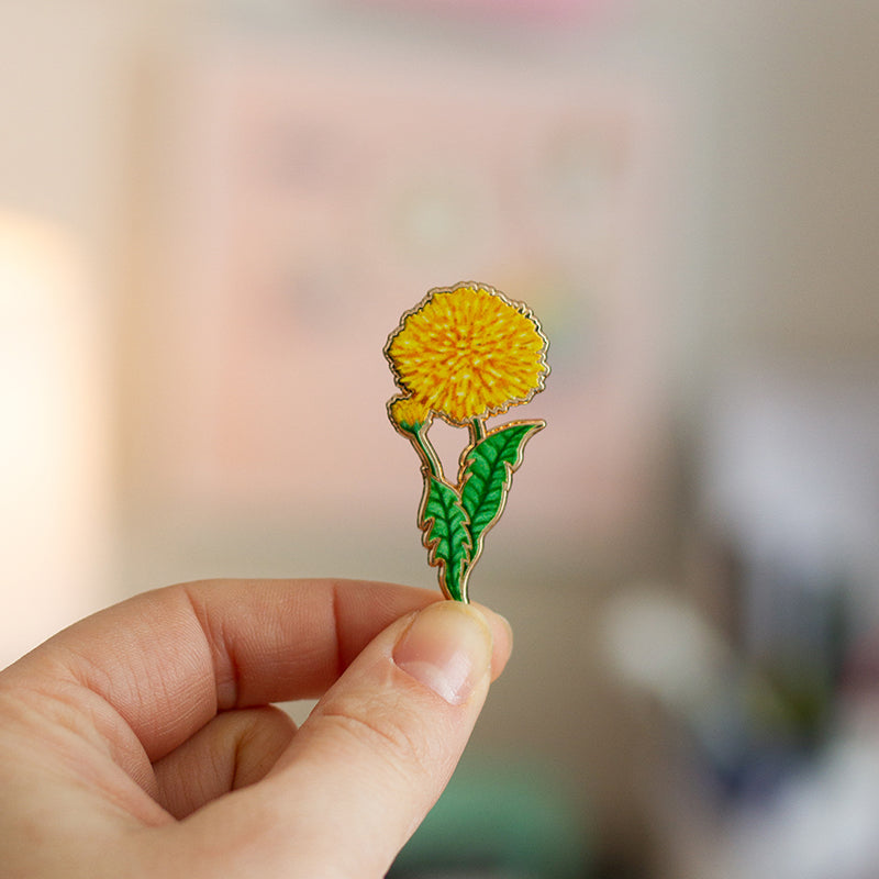 Greek Pin Dangles Dandelion Floral Enamel Pin | The Gray Muse - Pin Gift Shop