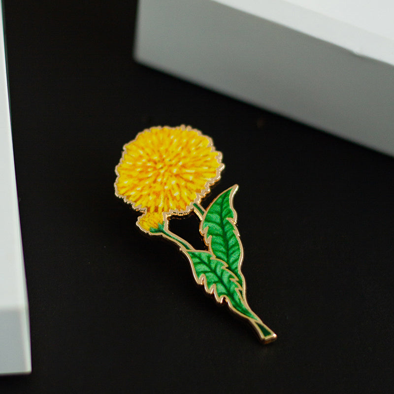 Greek Pin Dangles Dandelion Floral Enamel Pin | The Gray Muse - Pin Gift Shop