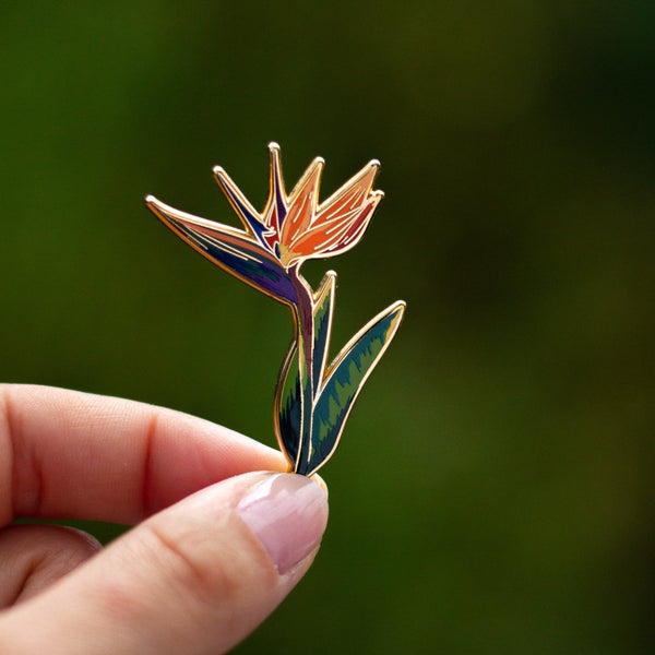 Bird of Paradise Floral Enamel Pin | The Gray Muse - Pin Gift Shop