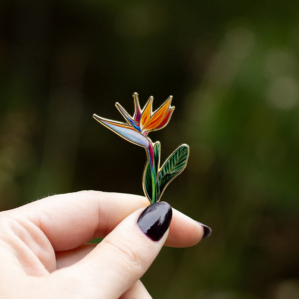 Bird of Paradise Floral Enamel Pin – The Gray Muse