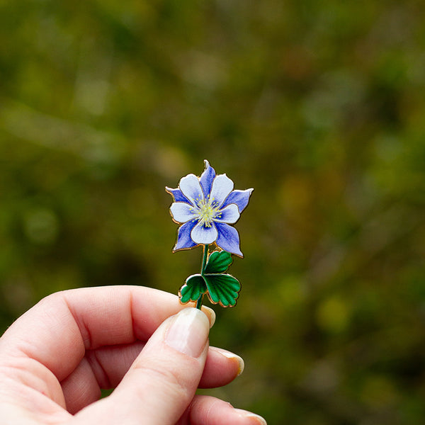 Colorado Blue Columbine Floral Enamel Pin, Colorado State Flower