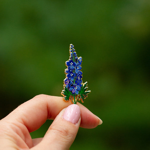 Larkspur Floral Enamel Pin | The Gray Muse - Pin Gift Shop