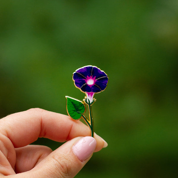 Morning Glory Floral Enamel Pin | The Gray Muse - Pin Gift Shop