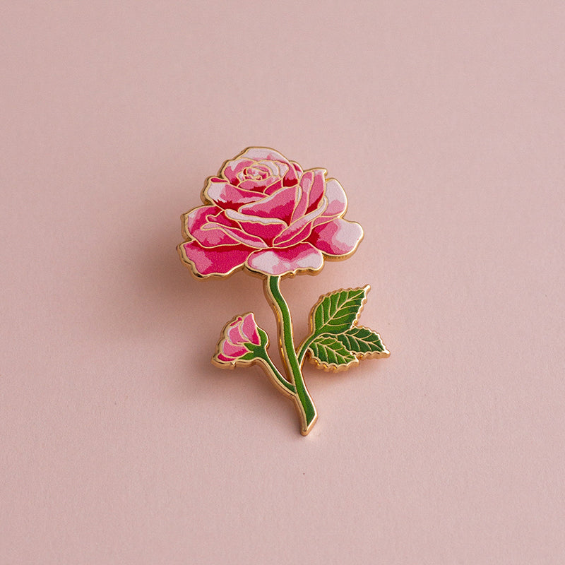Pin Roses Picures Pink Rose Floral Enamel Pin | The Gray Muse - Pin Gift Shop