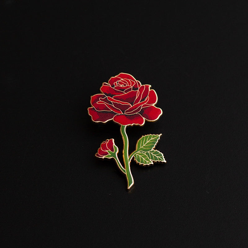 Red Rose Floral Enamel Pin | The Gray Muse - Pin Gift Shop