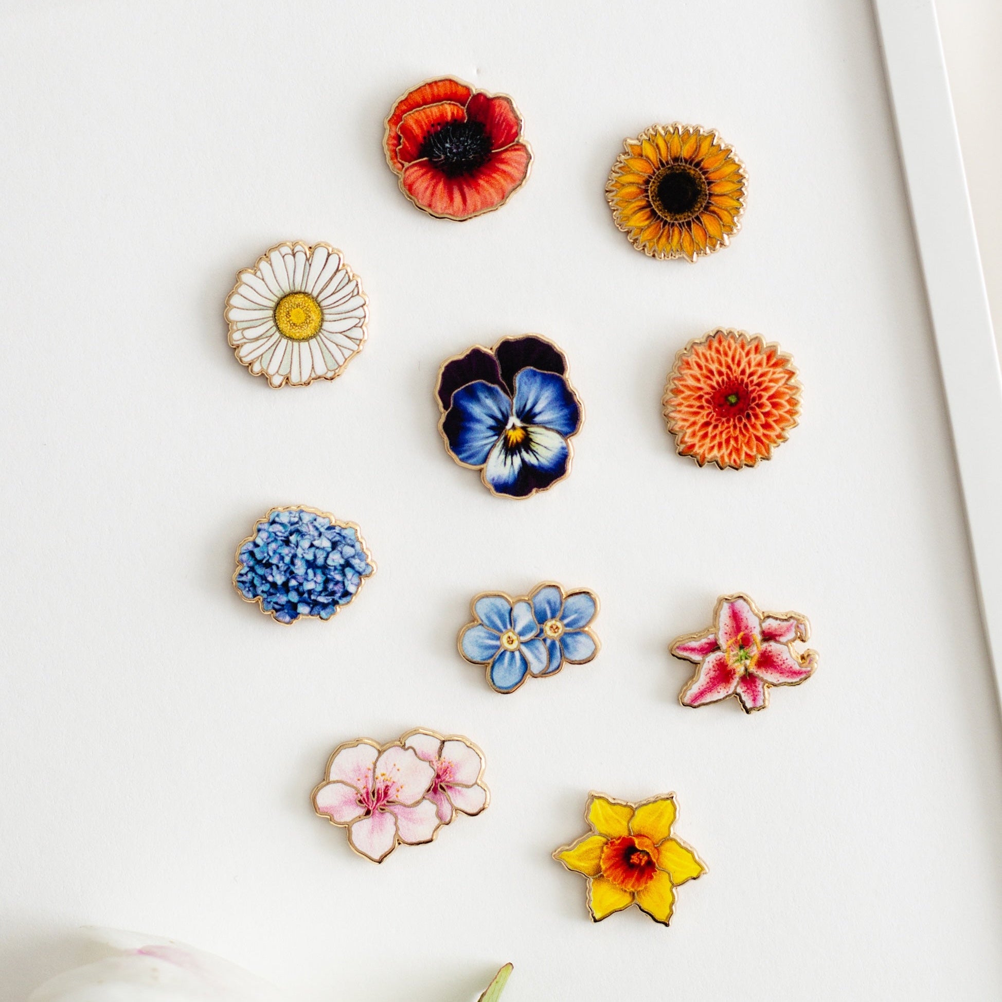 Mini Floral Enamel Pin Collection (10 Mini Enamel Pins) – The Gray Muse