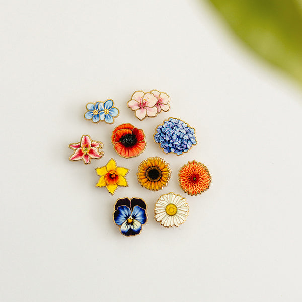 Mini Floral Enamel Pin Collection Set 1 (10 Mini Pins) – The Gray Muse