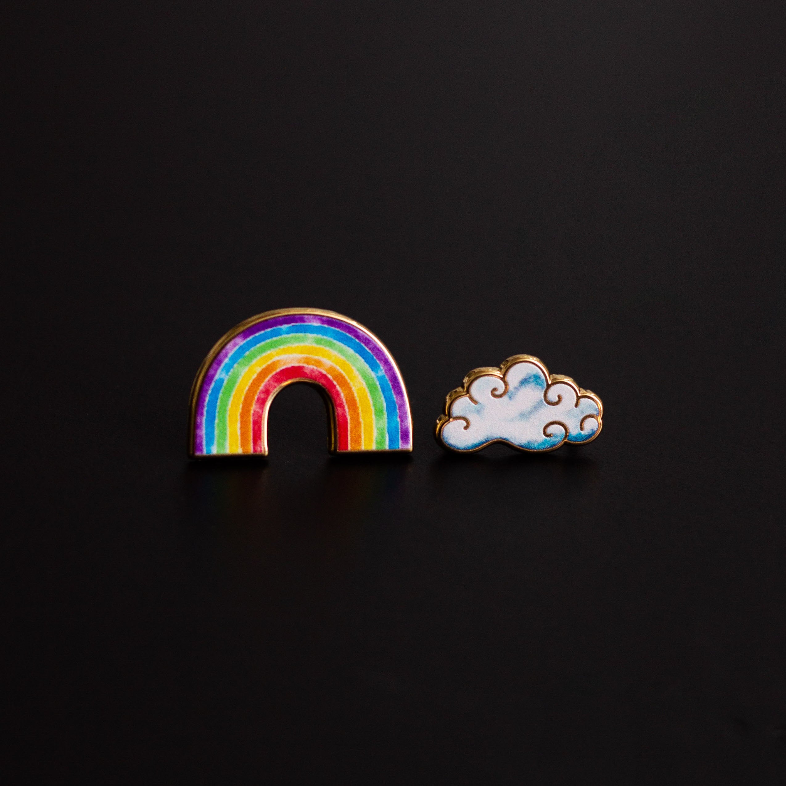 Mini Watercolor Rainbow & Cloud Set of Enamel Pins (2) | The Gray Muse ...