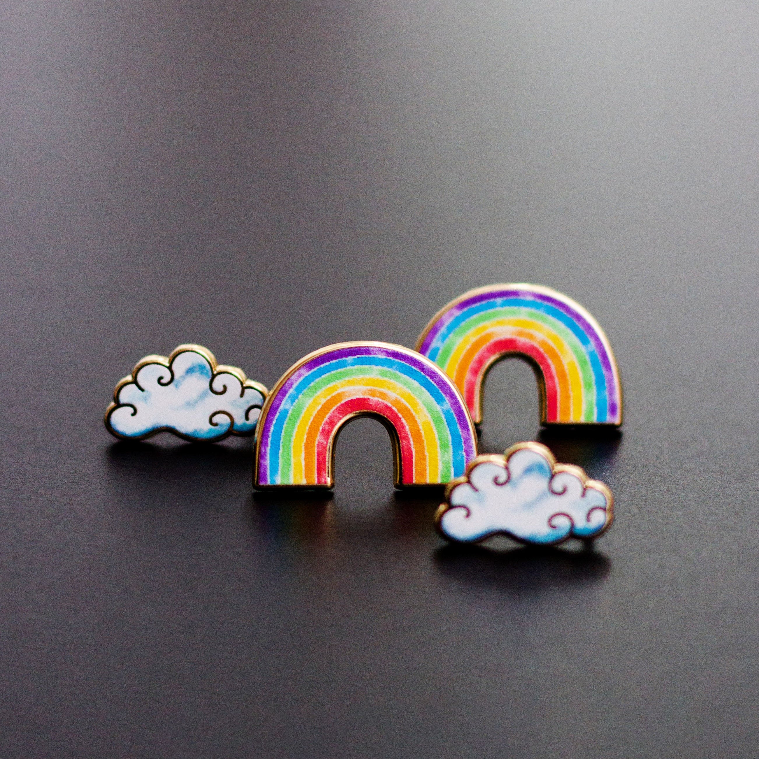 Mini Watercolor Rainbow & Cloud Set of Enamel Pins (2) | The Gray Muse ...