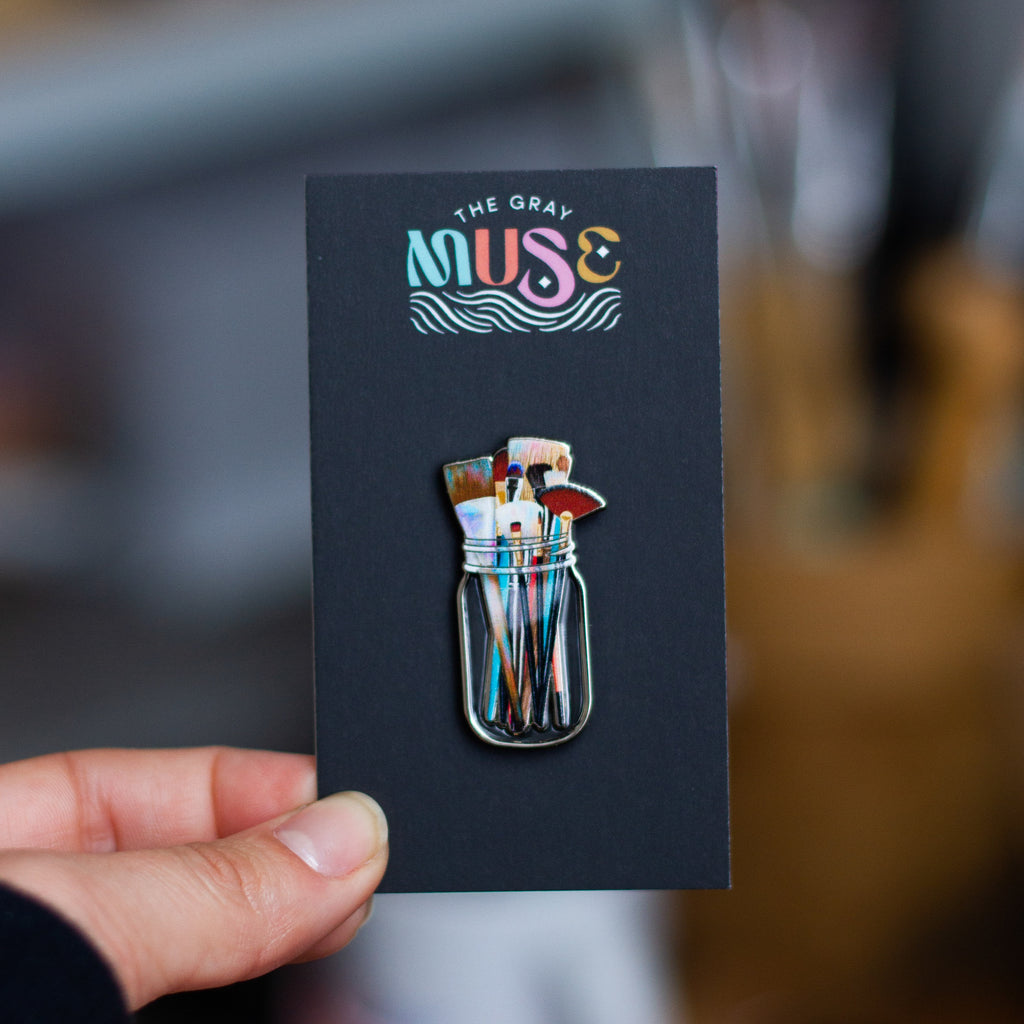 Paint Water Cup Enamel Pin by The Gray Muse - Unique Shopping for