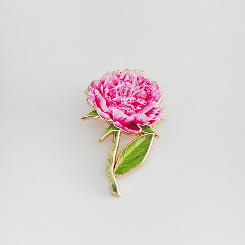 Peony Pink Floral Enamel Pin | The Gray Muse - Pin Gift Shop