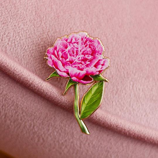 Peony Pink Floral Enamel Pin | The Gray Muse - Pin Gift Shop