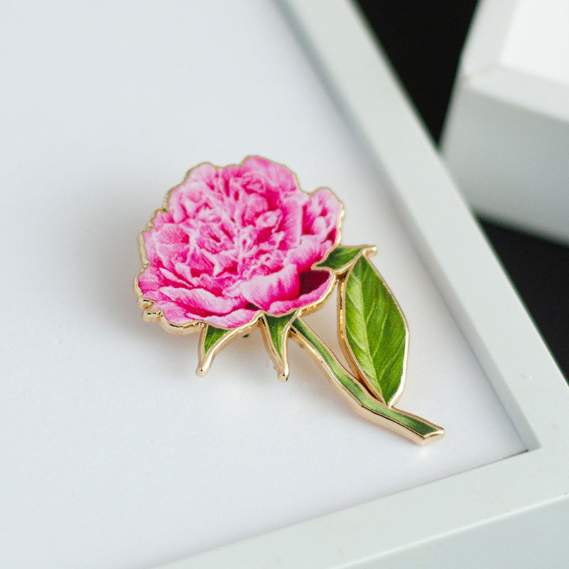 Peony Pink Floral Enamel Pin | The Gray Muse - Pin Gift Shop