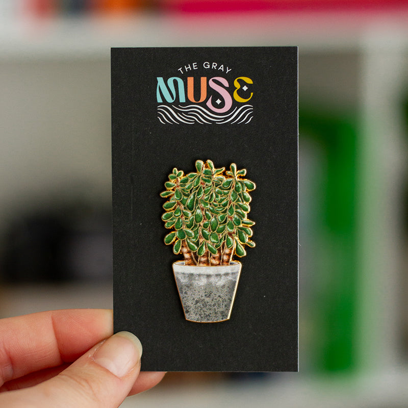 succulent lapel pin Jade Succulent Plant Enamel Pin | The Gray Muse