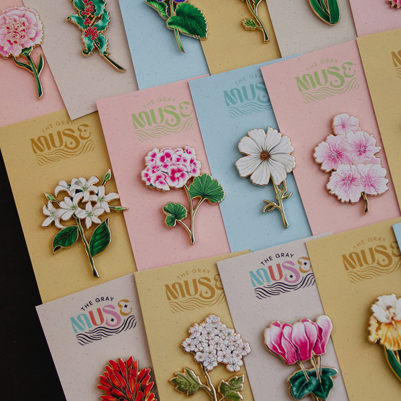 Enamel flower pins discount
