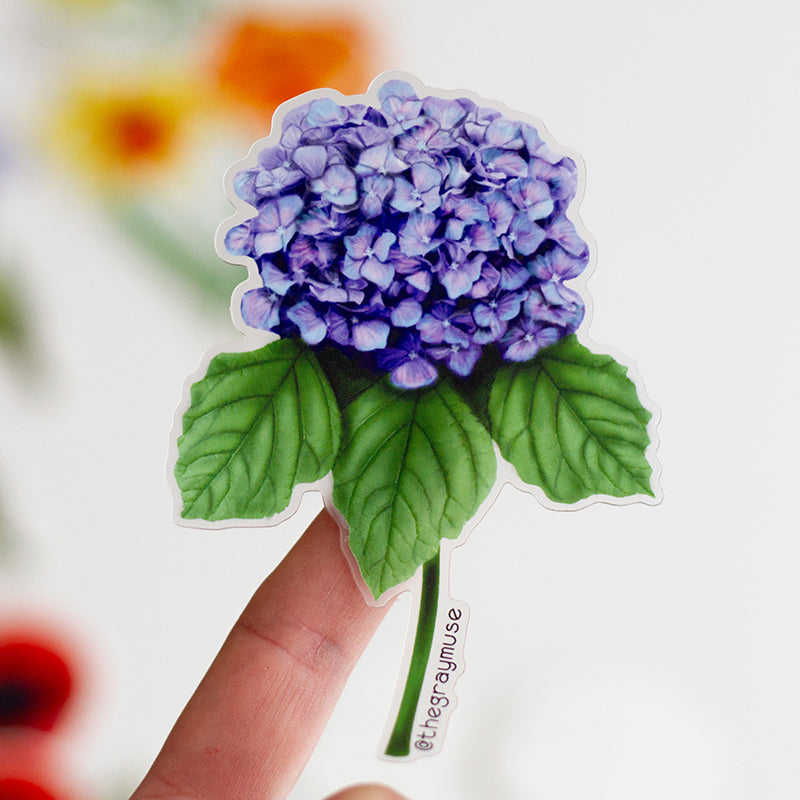 Hydrangea Sticker Hydrangea Floral Matte Sticker – The Gray Muse