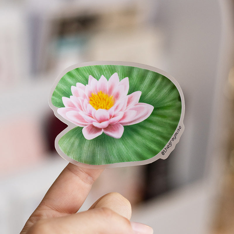 july flower of the month water lily Water Lily Floral Matte Sticker