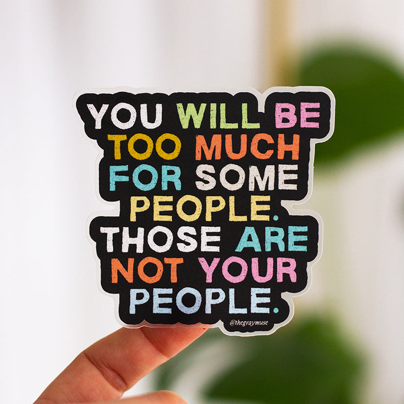 Not your people sticker held by hand