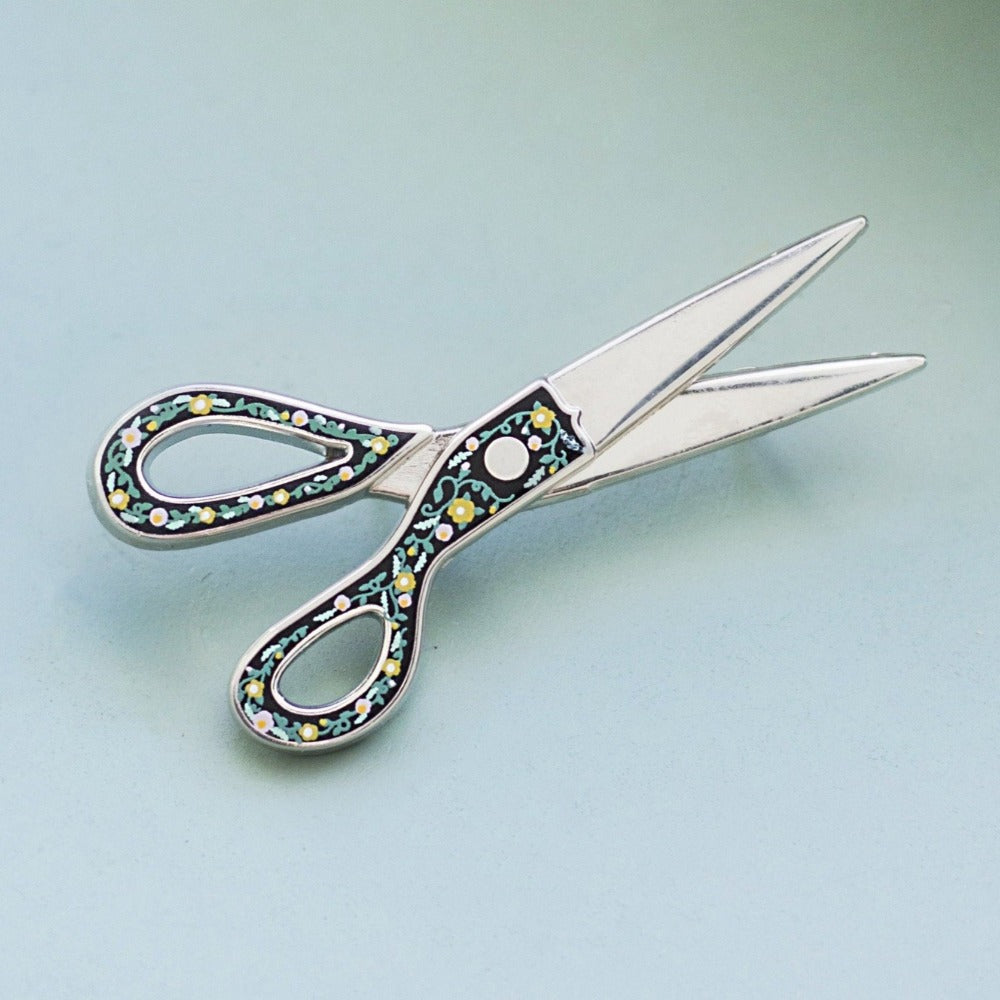 Interactive Scissors Enamel Pin | The Gray Muse - Pin Gift Shop
