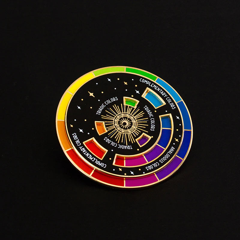 Rainbow Color Wheel Interactive Enamel Spinner Pin | The Gray Muse ...