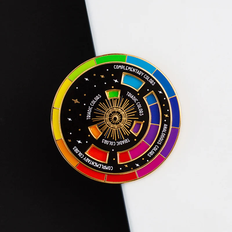 The Original Color Wheel© Interactive Spinner Enamel Pin (Black/Gold)