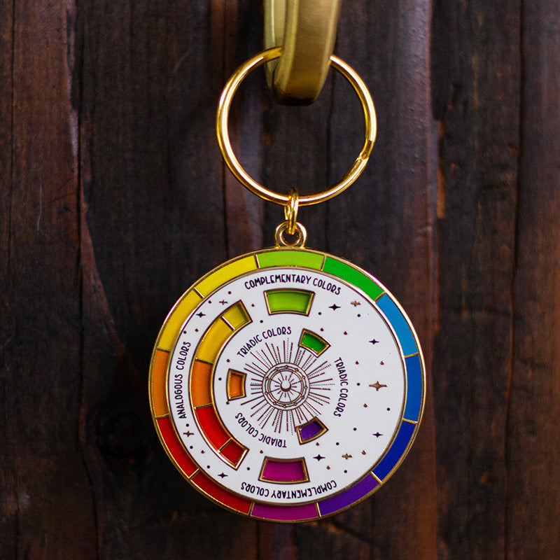 Rainbow Color Wheel Interactive Enamel Spinner Keychain | The Gray Muse ...